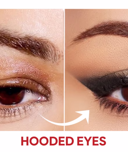 Eye makeup showcasing bold colors paired with striking lip makeup for a dramatic look.